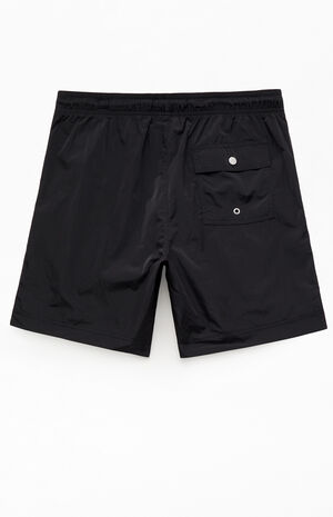 Black Solid 6.5" Swim Trunks image number 2