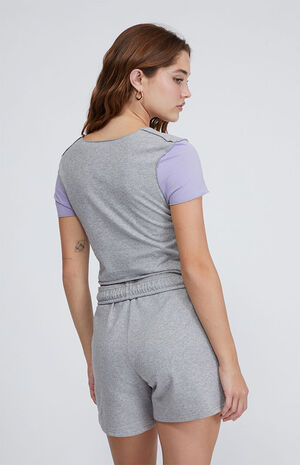 x PacSun Eco Heather Grey Spliced Sweat Shorts image number 4
