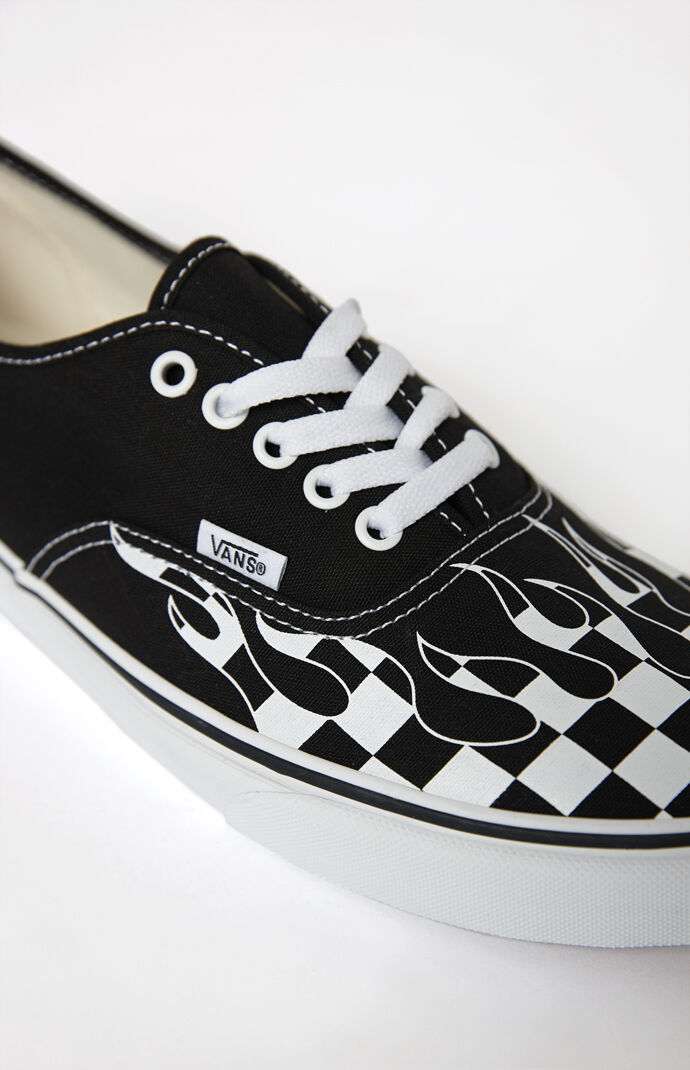 checkered vans with flames