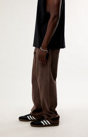 Brown Check-5 Loose Jeans image number 3