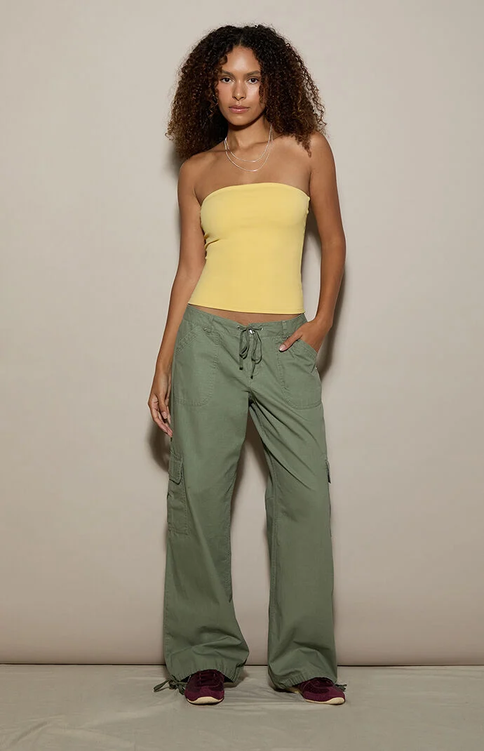 Pacsun Army Green Low Rise Straight Leg Cargo Pants
