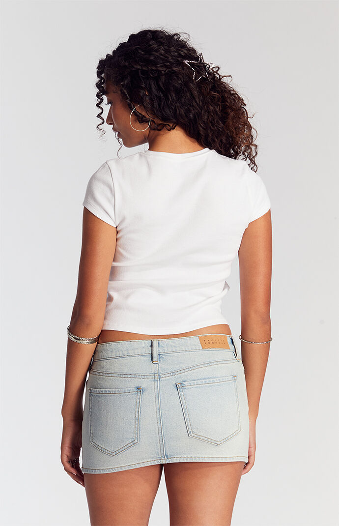 【in a row】Light Low Denim Skirt Pacsun Piper Light Indigo Low Rise Denim Micro Skirt | PacSun
