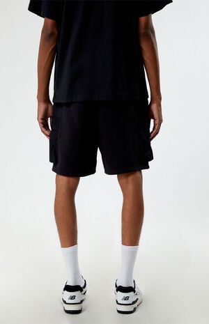 Fleece Black Cargo Shorts image number 4