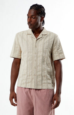 Tan Texture Woven Camp Shirt image number 1