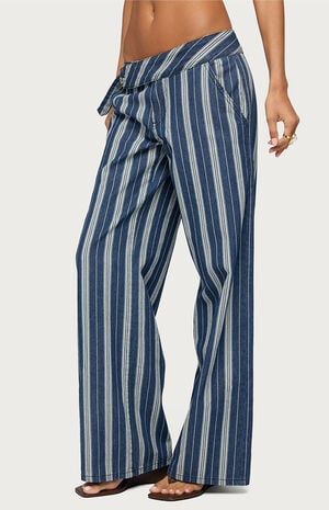 Belt Striped Low Rise Baggy Jeans image number 2