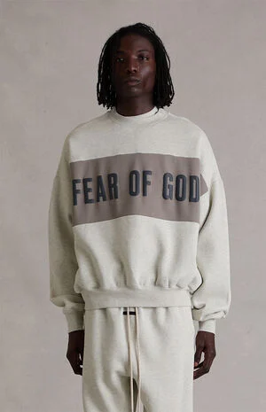 Vanilla Paneled Cropped Relaxed Sweatshirt image number 1