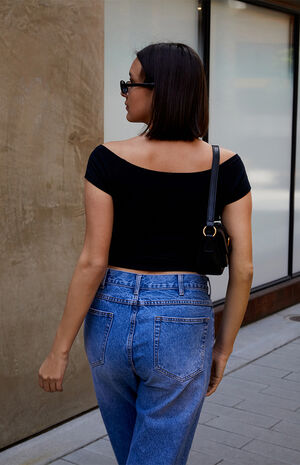 Black Charlene Off-The-Shoulder Top image number 3