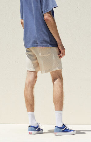 Cream Waffle Knit Volley Shorts image number 4