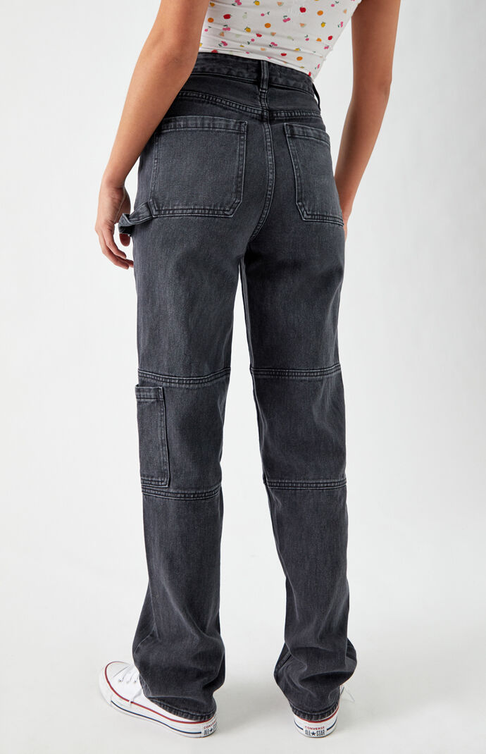pacsun utility black nylon slim cargo pants