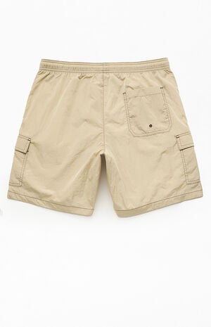 Green Baggy Cargo Crinkle 8" Swim Trunks image number 2