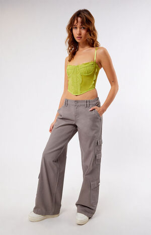 Lace Trim Mesh Corset Top image number 3