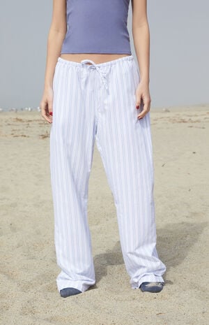 Blue & White Striped Anastasia Lounge Pants image number 1