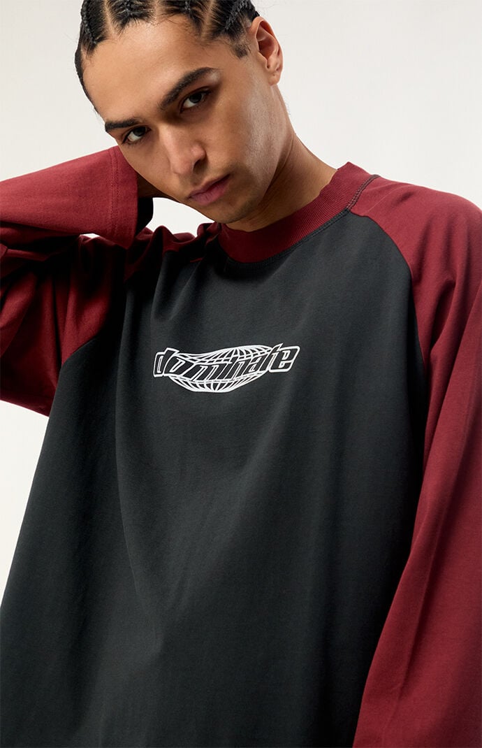Pacsun Red & Black Dominate Heavyweight Cropped Long Sleeve T-Shirt