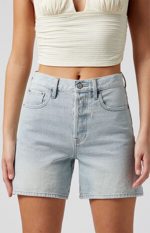 Light Indigo Denim Dad Shorts image number 5