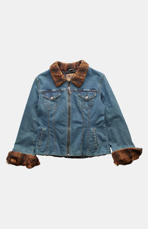 2000s Fur Denim Jacket image number 1