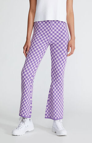 Purple Printed Sweater Flare Pants image number 1