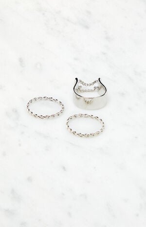 3 Pack Silver Chain Rings image number 2