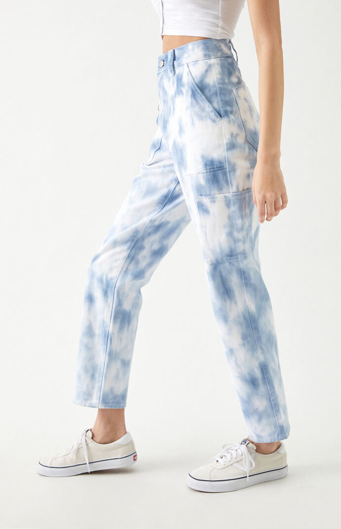 Blue Tie Dye High Waisted Surplus Pants