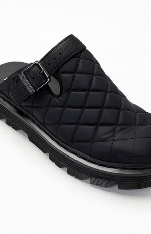 Black&nbsp;Zebzag&nbsp;Quilted Canvas&nbsp;Slingback Platform Mules image number 6