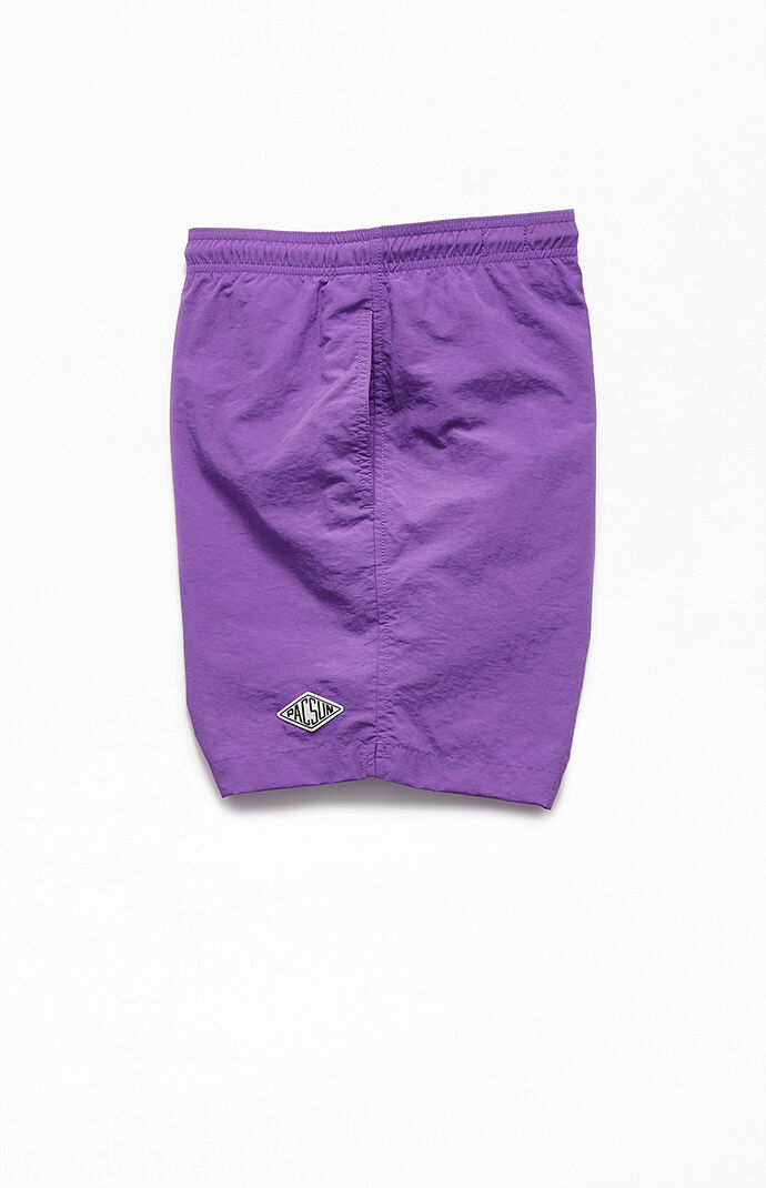 Purple Solid 17" Swim Trunks