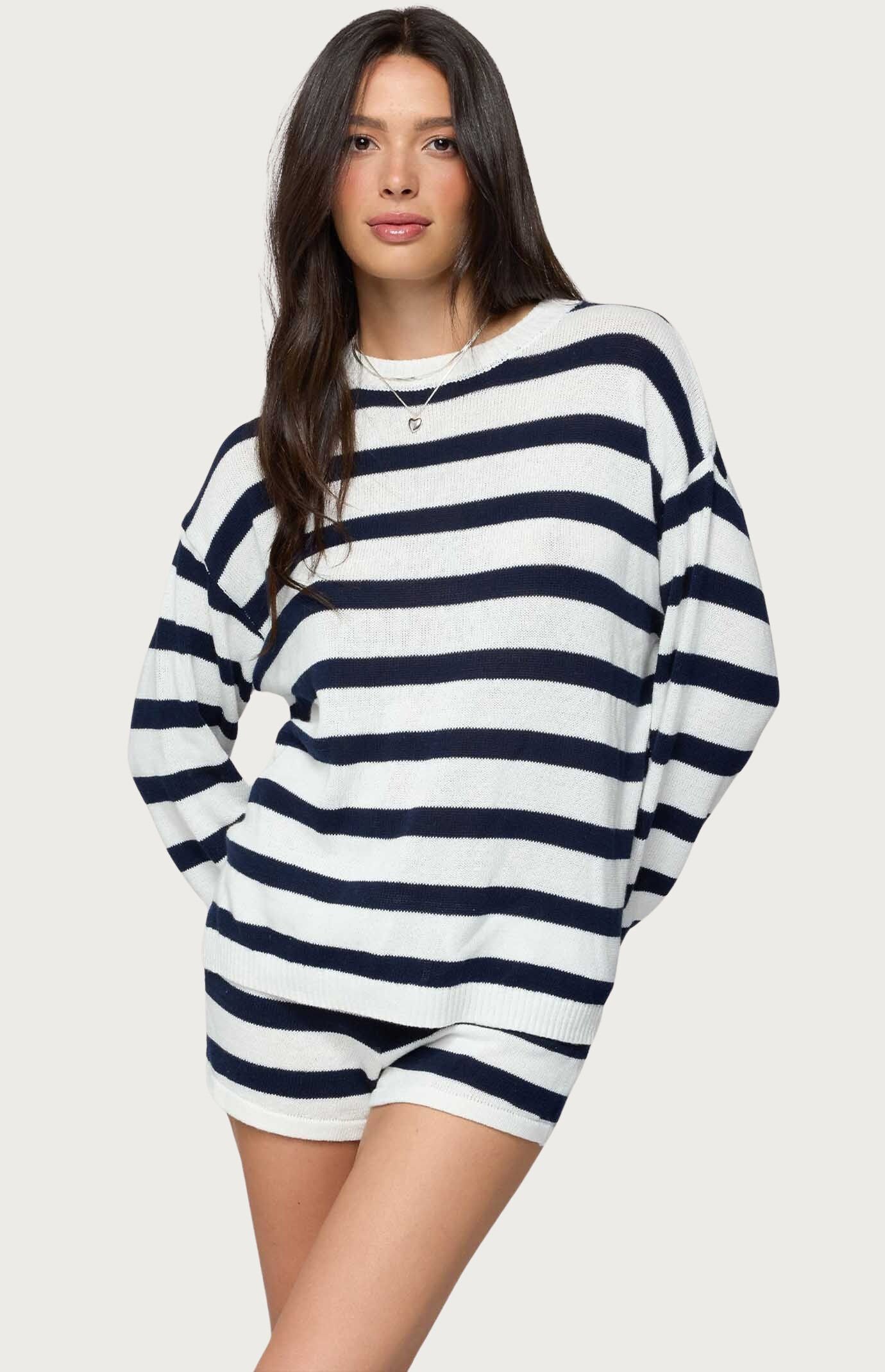 Edikted Amaris Oversized Striped Knit Sweater