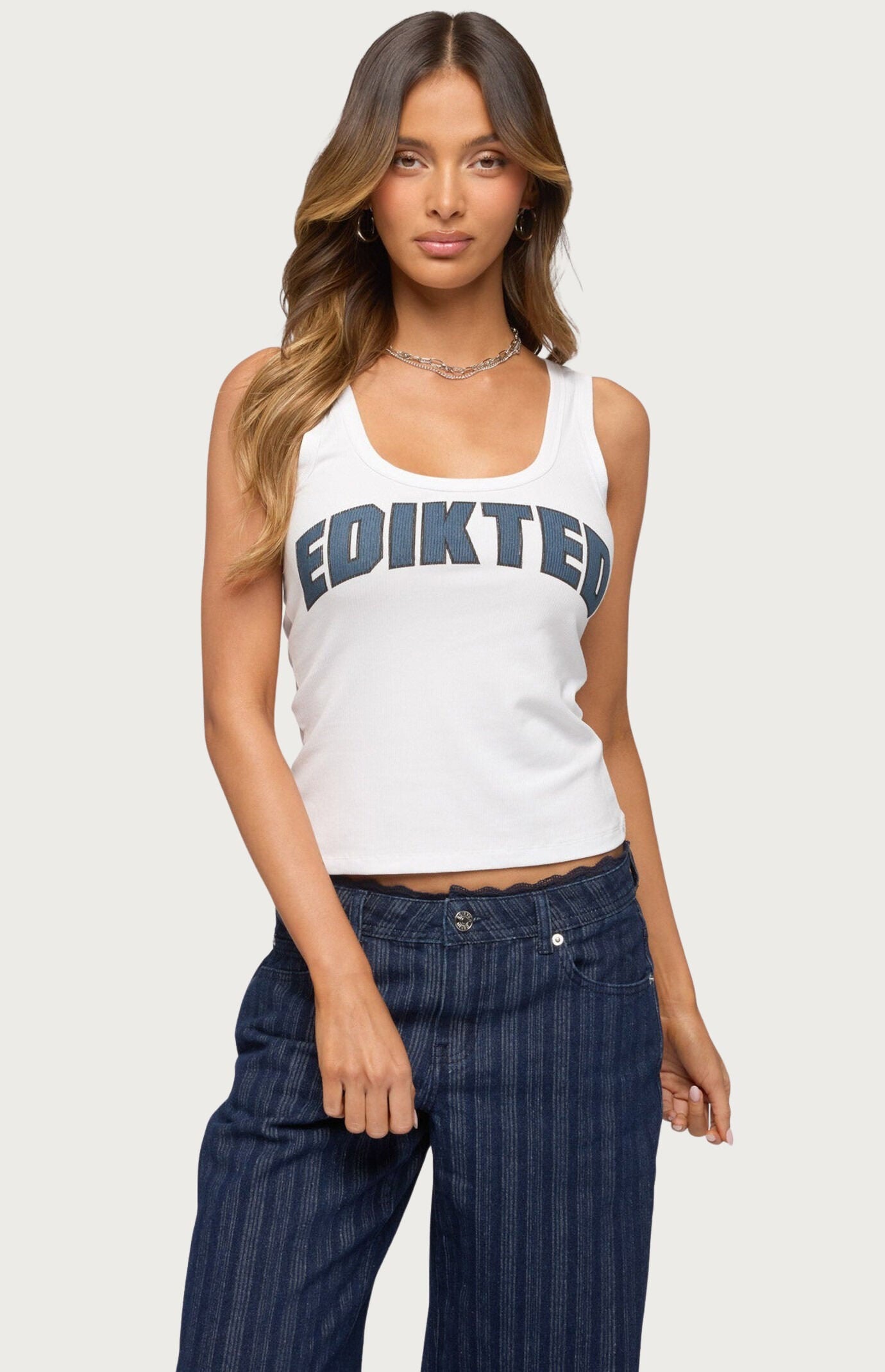 Edikted Girly Ribbed Tank Top