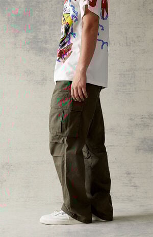 Ripstop Canvas Olive Baggy Cargo Pants image number 2
