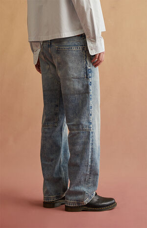 Light Blue Back Panel Baggy Jeans image number 2