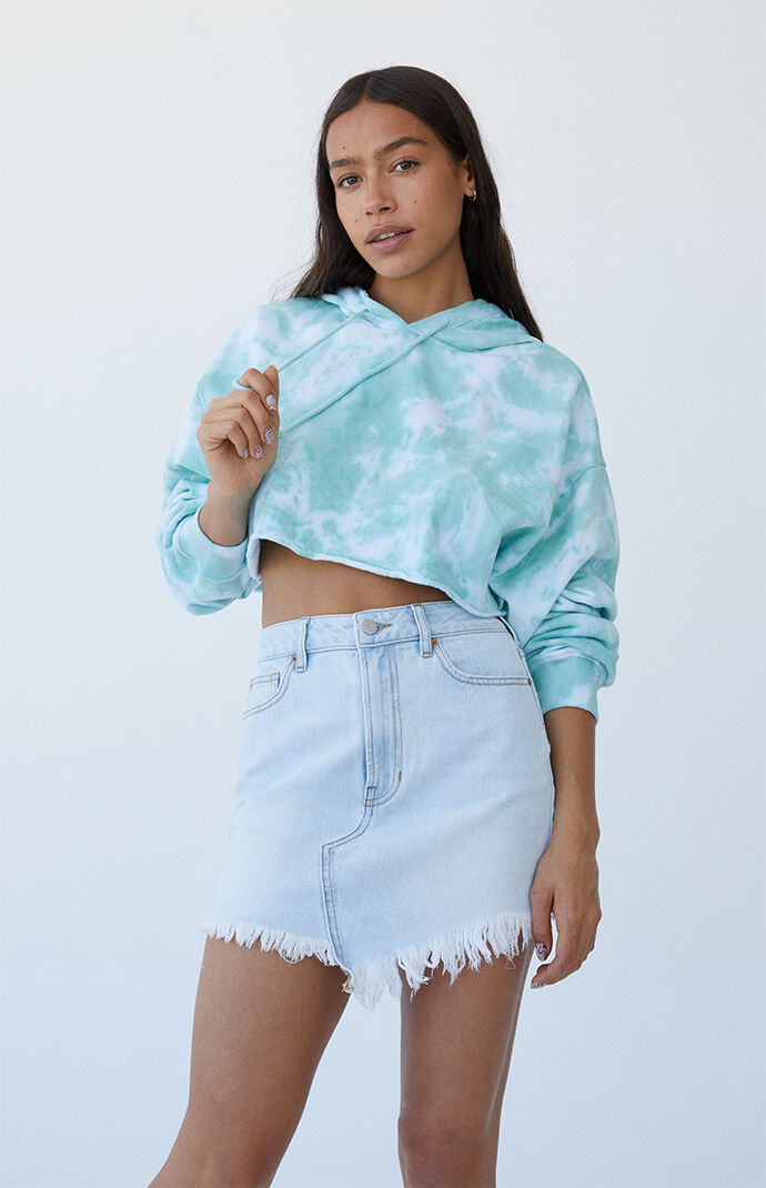 light blue mini skirt