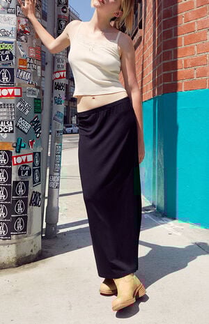 Black Slit Maxi Skirt