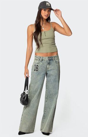 Ribbed Henley Tank Top image number 2