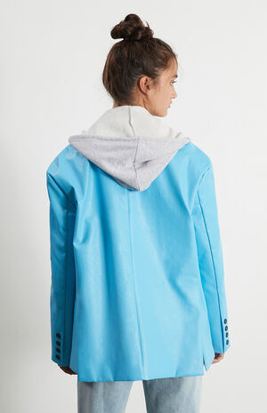 Faux Leather Oversized Blazer image number 4