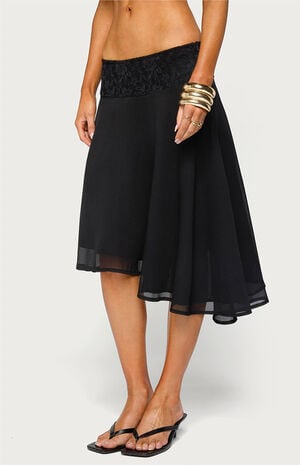 Evia Lace Asymmetric Midi Skirt image number 2