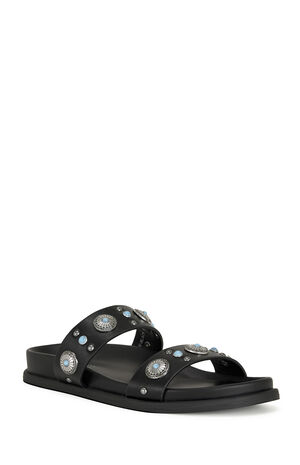 Women's Storge Black Flat Sandals image number 2