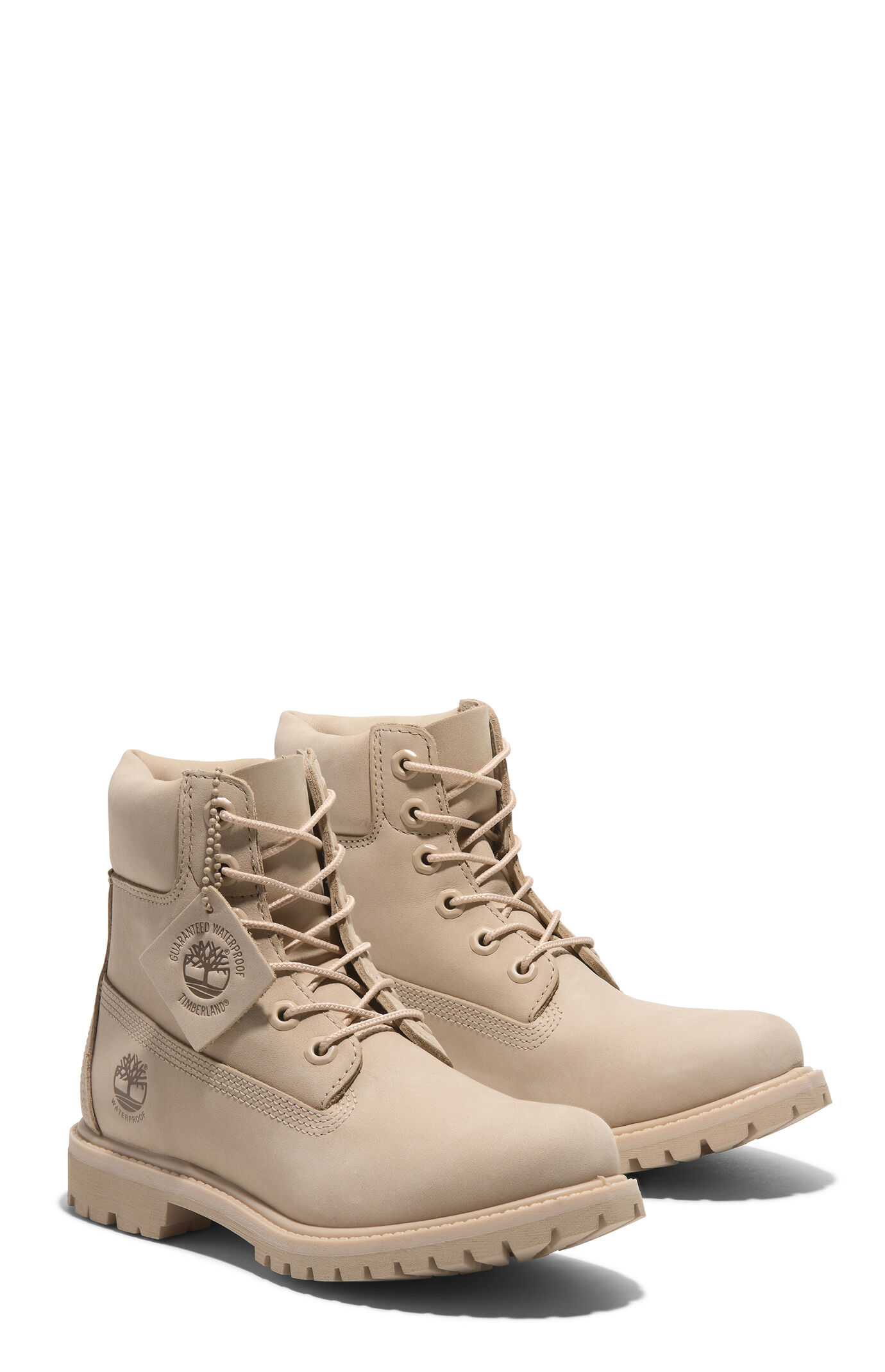 Timberland Women's Beige Premium 6inch Waterproof Lace-Up Boots