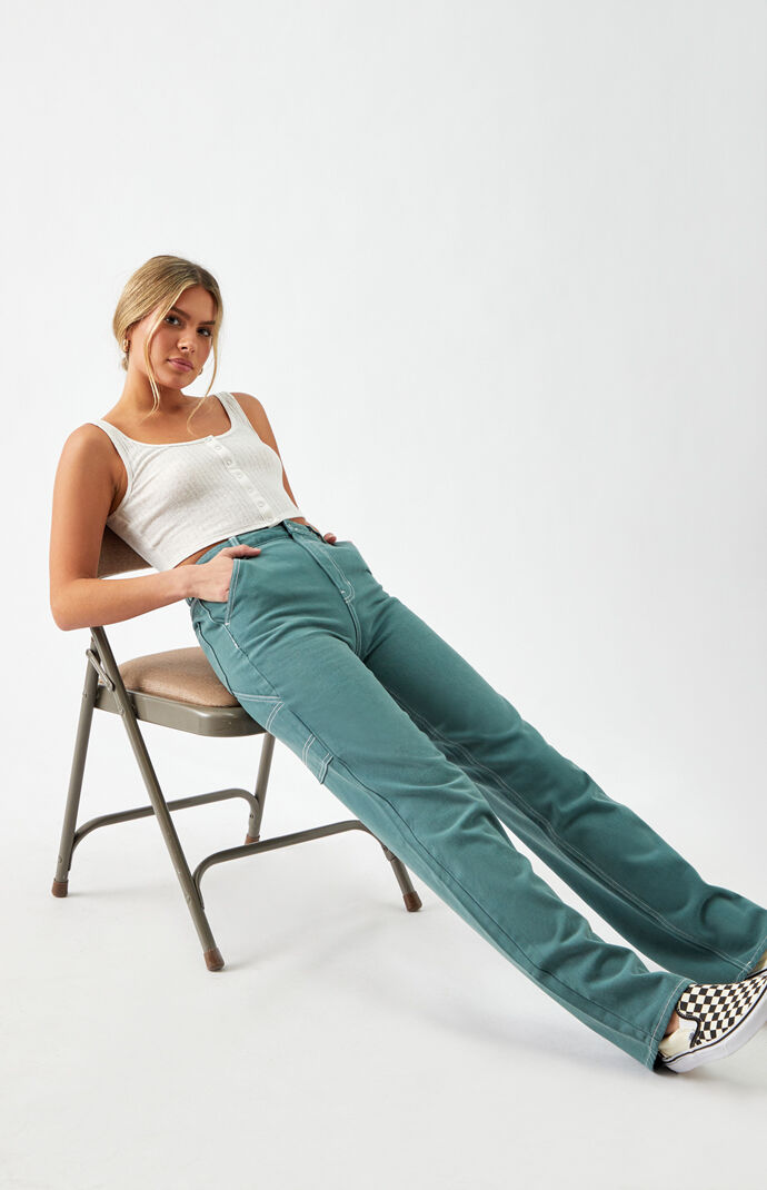 PacSun Ocean Green 90s Boyfriend Carpenter Pants PacSun