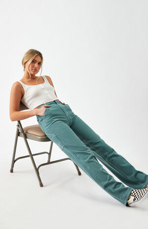 Ocean Green '90s Boyfriend Carpenter Pants image number 1