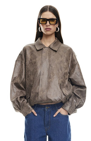 Faux Leather Kenny Bomber Jacket image number 2