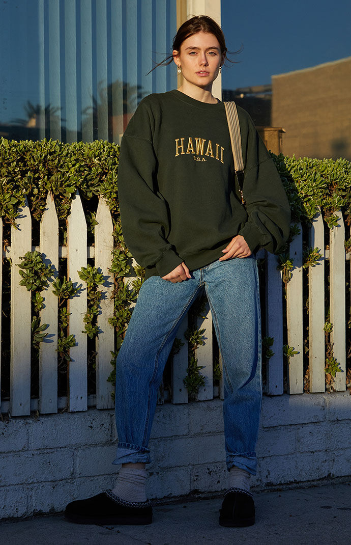 John Galt Green Hawaii Crew Neck Sweatshirt | PacSun