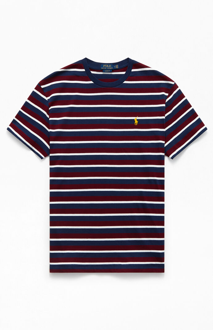 red blue striped t shirt