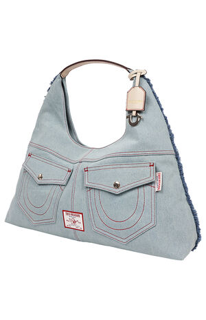 Arden Contrast Stitch Denim Hobo Bag image number 3