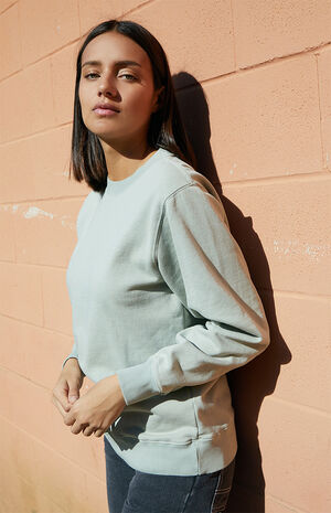 Sage green crew neck sweater clearance