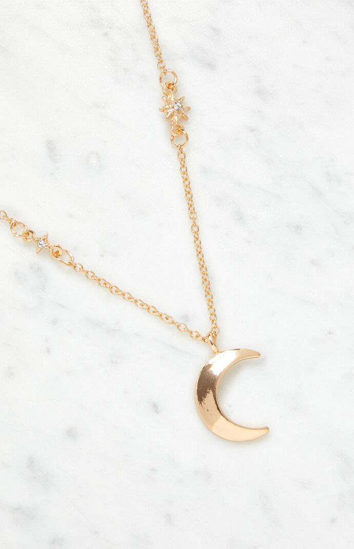 Starburst Moon Pendant Necklace