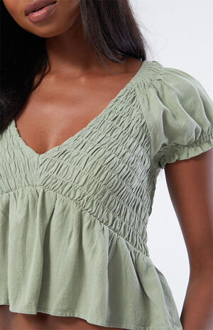 Short Sleeve V-Neck Babydoll Top image number 3
