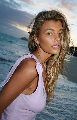 Tie Strap Linen V-Neck Dress image number 3