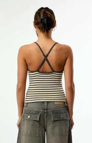 Elle Easy V-Neck Striped Tank Top image number 4
