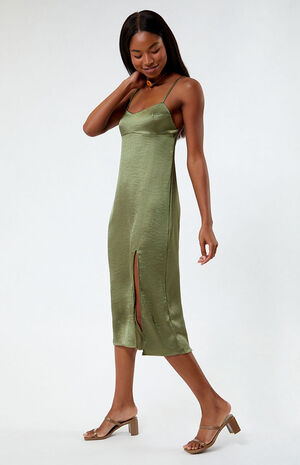 Satin Bustier Midi Dress image number 3