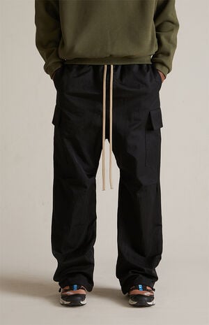 Black Textured Nylon Field Pants image number 3