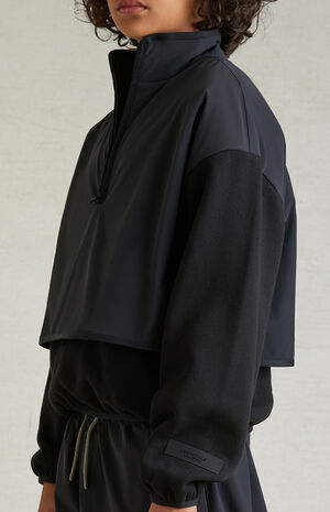 ESSENTIALS Black Nylon Fleece Mock Neck Sweatshirt image number 5