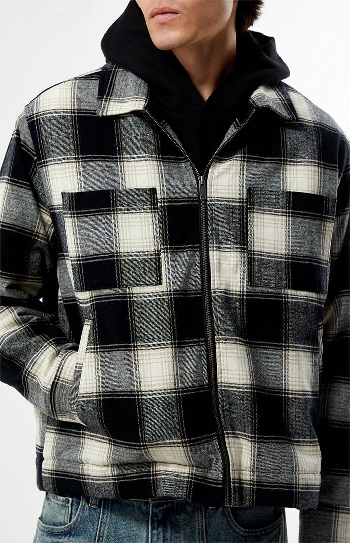 Pacsun Sherpa Plaid Zip Shacket | PacSun